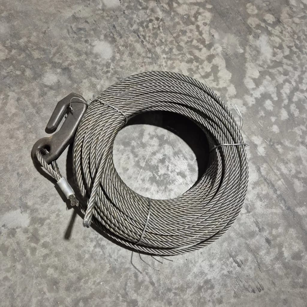 Skogswire / stålwire - 50 m - 10 mm - m/krok br.styrke 6,5t